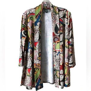 SLINKY BRAND | Women’s Multicolored Paisley Print Open Front Light Jacket Size M
